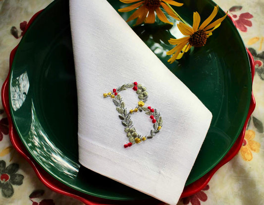 #086 | Botanical Letter with Berries and Blossoms | Personalized