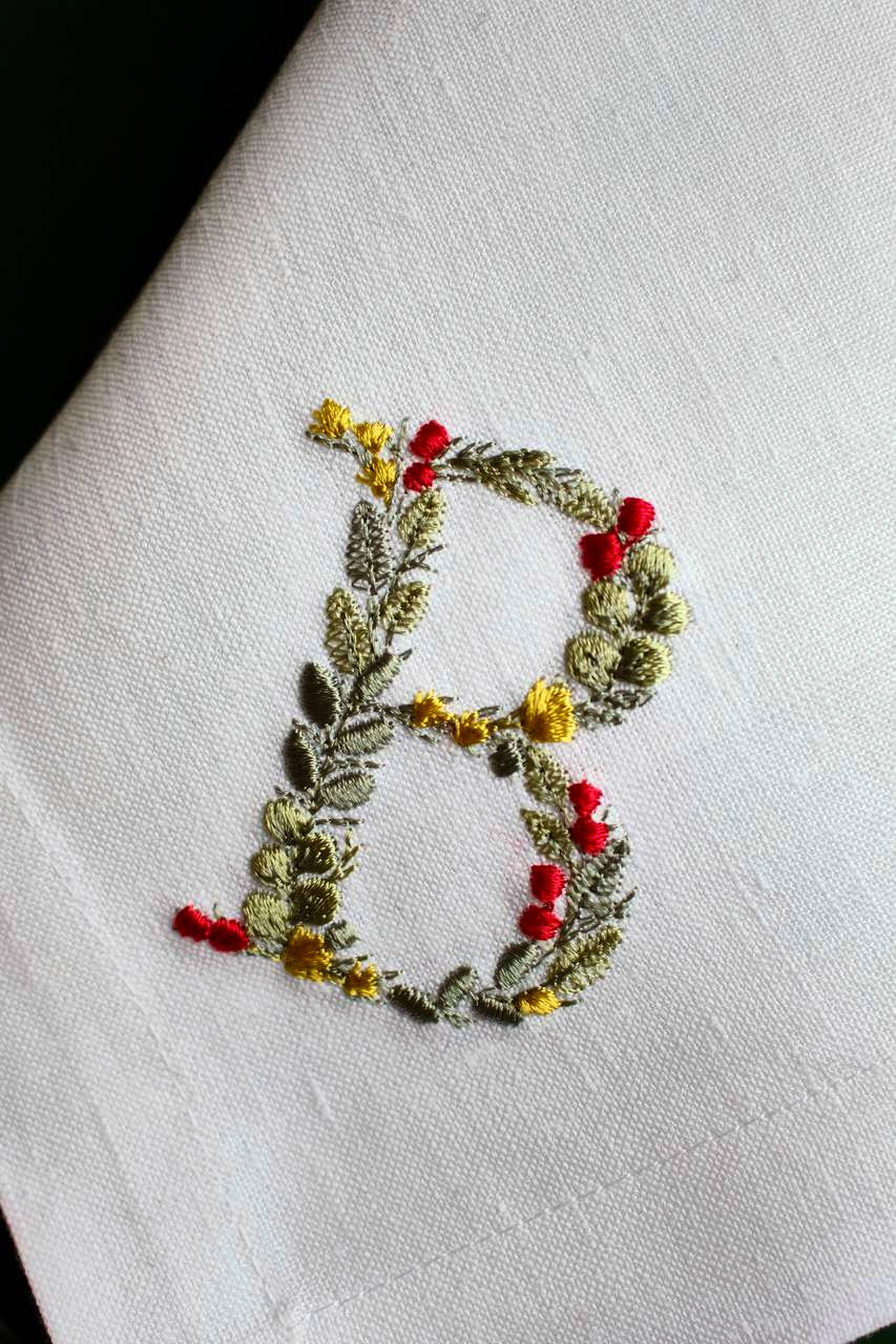 #086 | Botanical Letter with Berries and Blossoms | Personalized
