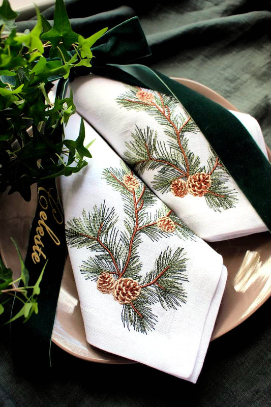 #055 | Pine Branch with Golden Cones Detail