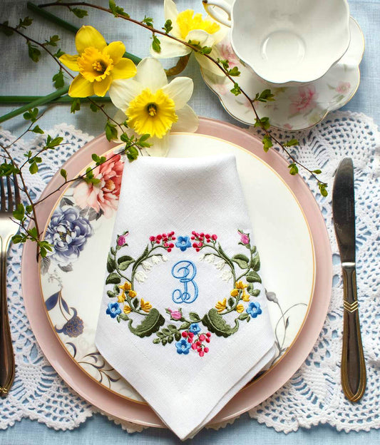 #099 | Pastel Wildflower Wreath with Monogram | Personalized