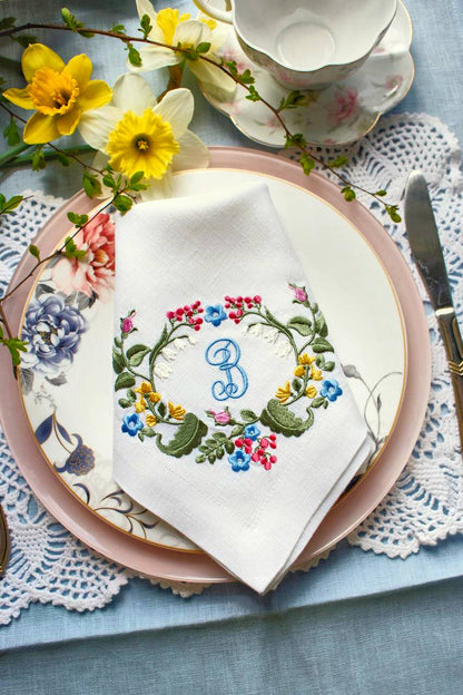 #099 | Pastel Wildflower Wreath with Monogram | Personalized
