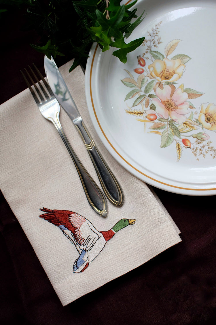 #079 | A flying grouse | Linen napkins