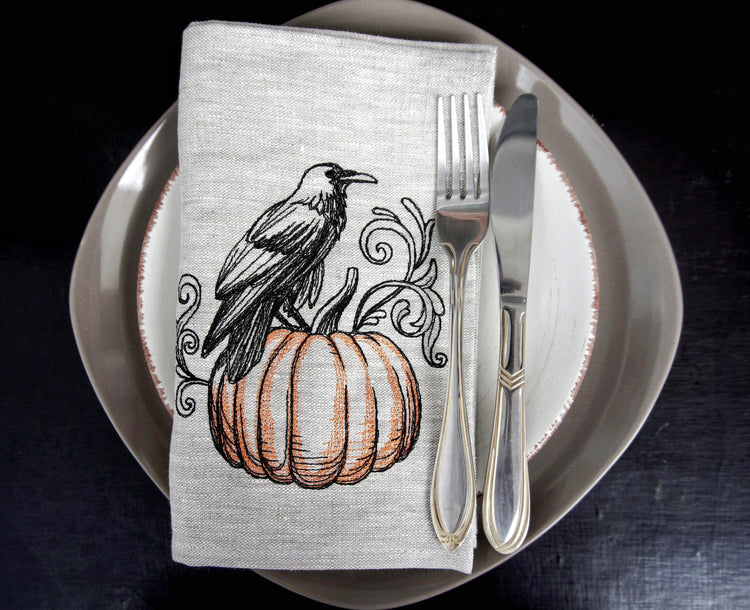 linen napkins halloween, table linens, embroidered napkins, table decoration, halloween Pumpkin Cloth Dinner Napkins, pumpkin napkins