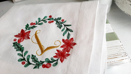 monogrammed napkins, personalized napkins, christmas napkins embroidered, linen napkins, table decoration, Embroidered Cloth Dinner Napkins