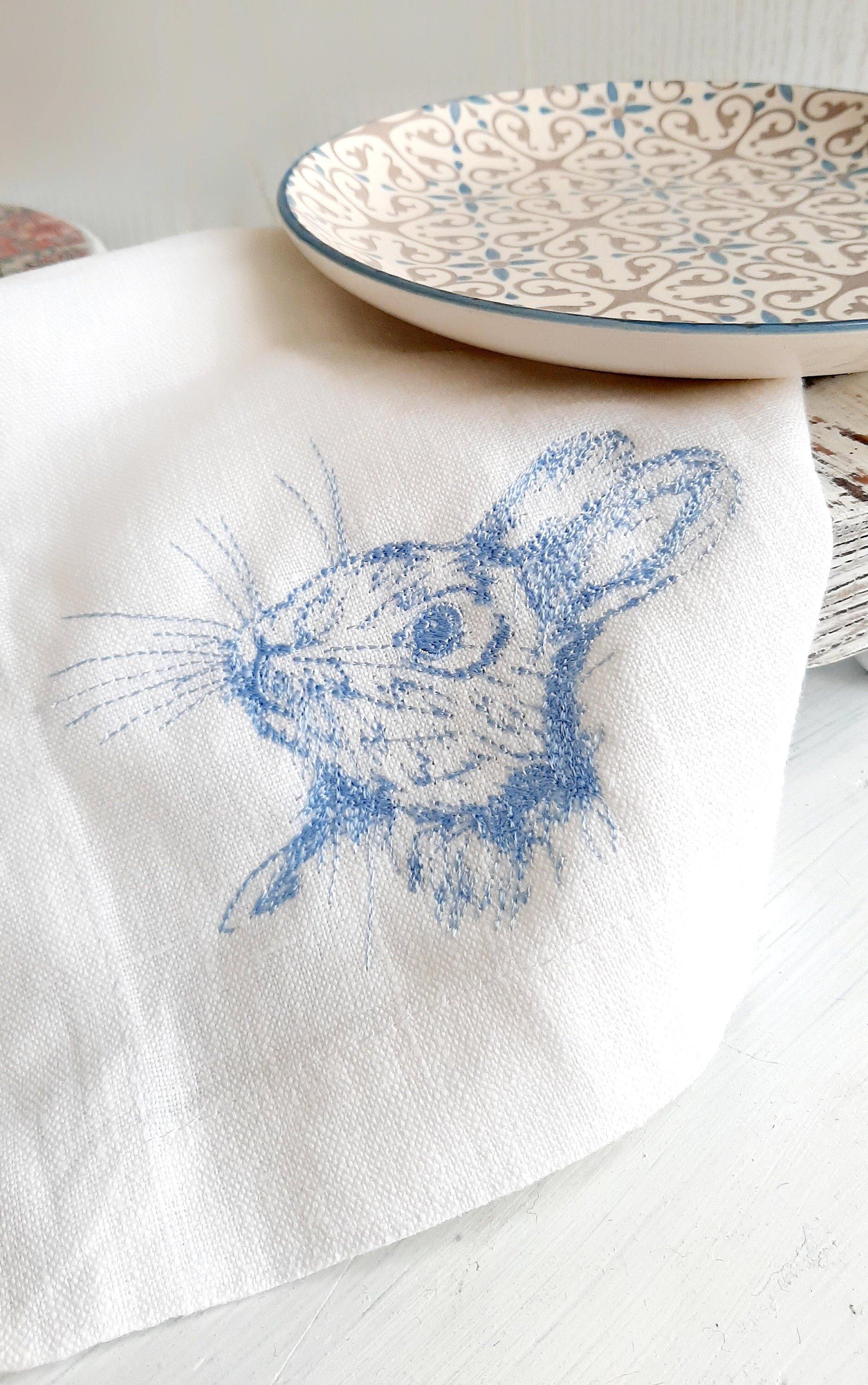 Easter napkins, Bunny Napkins, dinner napkins embroidered, linen napkins, table decoration, Embroidered Cloth Dinner Napkins