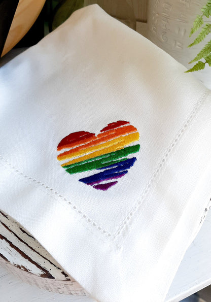 Rainbow Cloth Dinner Napkins, embroidered  cloth napkins, Holiday Table Decor, Embroidered Cloth Dinner Napkins, Wedding napkins
